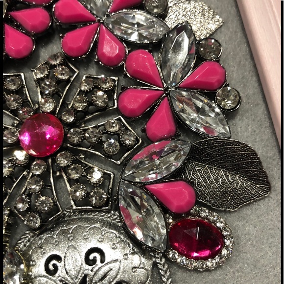 FRAMED JEWELRY ART COLLAGE “PINK PERFECTION” OOAK! - Picture 8 of 10